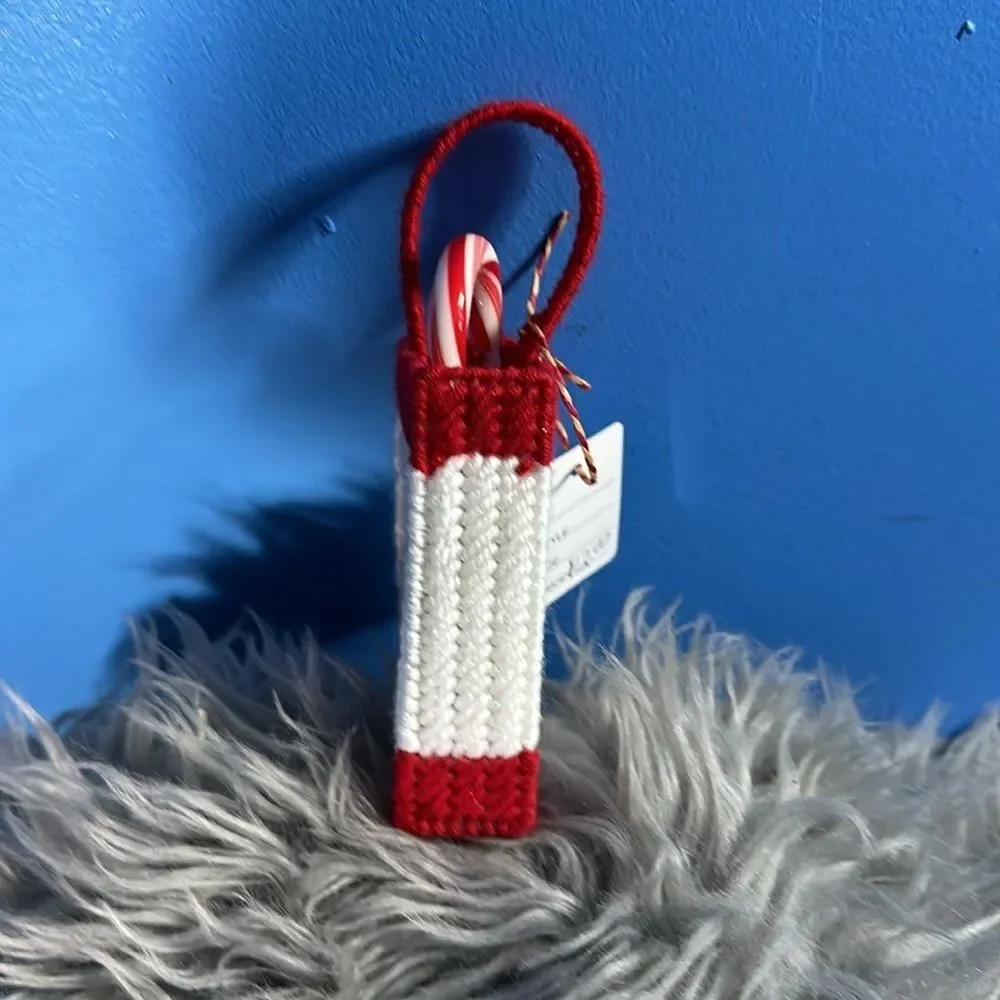 Hand Sewn Santa Claus Tiny Tote Gift Bag Christmas Holiday Mini Holder